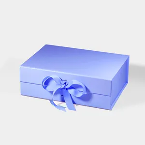Logo personalizzato stampa di lusso grande blu rigido vestiti rigido scatola per imballaggio grande cartone pieghevole pieghevole scatola regalo magnetica