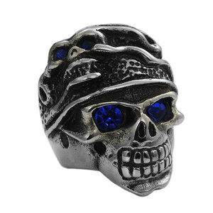 Anillo de Calavera Azul Plateado, Joyería Punk Retro para Hombre, Regalo - Product Image 4