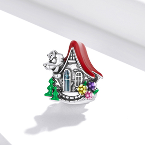 925 Sterling Silver Fiaba Casa In Rilievo Rosso <span class=keywords><strong>Mr.</strong></span> Lupo Fiaba Accessori FAI DA TE Perline SCC1889 - Product Image 4