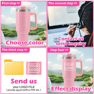 Vaso Térmico Personalizado con Logotipo, 20oz, 30oz, 40oz, Taza de Viaje H1.0, Vaso de Acero Inoxidable al Vacío de 40 oz con Asa y Tapa con Pajita - Product Image 3