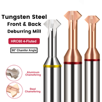 Fresa de doble biselado angular Azzkor TGR TGY HRC60 4F de acero de tungsteno, 90 grados frontal
