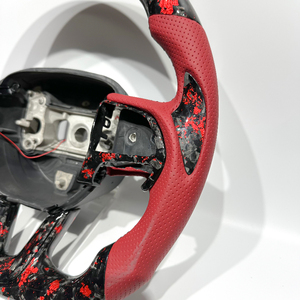 Volant en fibre de carbone forgé rouge/motif de pouce/LED pour Dodge Charger Challenger Hellcat Durango SRT <span class=keywords><strong>Chrysler</strong></span> 300 - Product Image 2