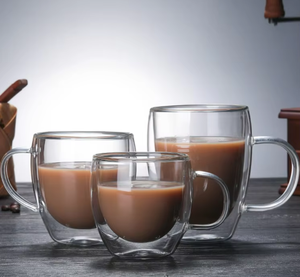La cantina offre una tazza di caffè e latte trasparente personalizzabile da 150ml con doppi vetri - Product Image 4