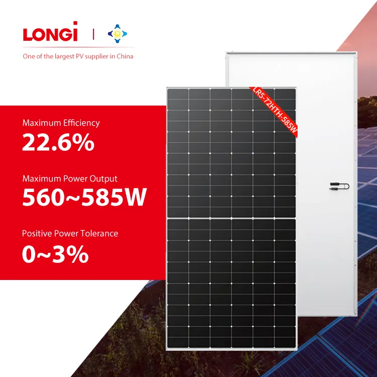 Longi Mono kristalline Solarmodule 12V 560W 565Wp 570Watt 575W 580W 585W Solarzellenmodul-Panel-Array für zu Hause