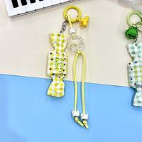 Chaîne de téléphone portable créative en forme de bonbon, motif quadrillé, cordon suspendu, cloche, porte-clés étoile, pendentif pour sac, bijoux