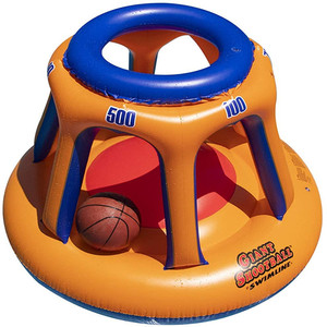 ห่วงบาสเก็ตบอลเป่าลม Swimline Giant Shootball สำหรับเด็กเล่นในสระน้ำ 500 100 คะแนน ดีไซน์สีส้มน้ำเงิน - Product Image 1