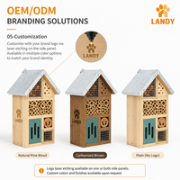 Maison à insectes en bois de pin pour l'extérieur avec toit en métal galvanisé, hôtel à abeilles décoratif pour le jardin, habitat pour la faune sauvage, sanctuaire