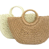 Sac à main en paille et rotin personnalisable DIY pour l'été, la plage et les voyages, grande capacité, portable, avec logo personnalisé, sac de maquillage, vente en gros