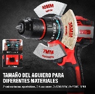 Trapano a percussione brushless 21V con batteria 3.0Ah, rosso e nero, utensile elettrico professionale per l'edilizia - Product Image 6