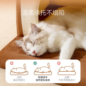 Pet House <b>Dog</b> <b>Bed</b> Brown And Yellow Rectangle Polyester Fiber Fill Four Seasons Use For <b>Small</b> <b>Dogs</b> - Product Image 4