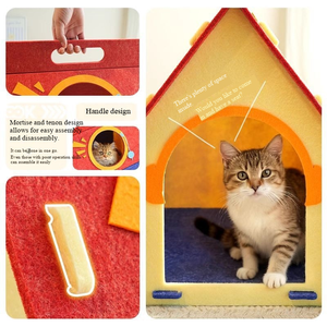 Wholesale Cartoon <strong>Pattern</strong> Wear-resistant <strong>Felt</strong> Portable <strong>Cat</strong> <strong>Bed</strong> Washable Pet Resting House for Multi-<strong>cat</strong> Households - Product Image 2