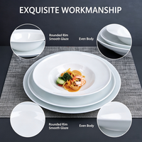 Bol à pâtes en porcelaine fine blanche en gros, vaisselle commerciale écologique pour restaurants et hôtels, logo personnalisé OEM