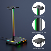 Support de casque gaming avec chargement sans fil, hub USB 3 ports et LED RGB, modèle New Bee Z12 – Vente en gros