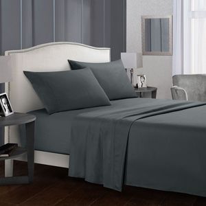 Bed Linen Pillow Cover Hotel Bed Sheet <b>Bedding</b> Bedsheet <b>Set</b> Solid Color Customized Cotton Flat Sheet Grey Hotel Bed Sheets - Product Image 1