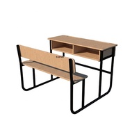 Meubles scolaires, table et chaise en bois, table double pour enfants, banc à deux places avec chaise adjacente