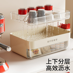 ชั้นวางของตั้งโต๊ะ Uforu แบบสองชั้น พร้อมที่วางแก้วน้ำแบบมีรูระบายน้ำ และลิ้นชักสำหรับเก็บอาหารและของจุกจิก - Product Image 5