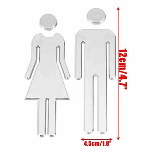 Etiqueta Adhesiva para Puerta de Baño de 12 cm, para Hombre y Mujer, Adhesivo Decorativo para Puerta de Baño con Superficie de Espejo 3D, para Hotel, Bar, Restaurante - Product Image 2