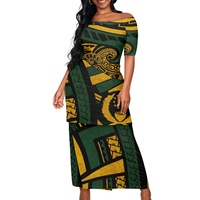 Vêtements des îles d'Asie et du Pacifique, Pohnpei Puletasi, imprimé tribal polynésien, ensembles de robes élégantes sur mesure pour femmes, grandes tailles