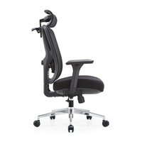 Chaise de bureau ergonomique pivotante moderne avec accoudoirs 4D en PU, soutien lombaire réglable, dossier en maille respirante et structure en nylon pour le bureau à domicile