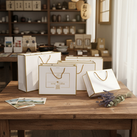 Sac en papier kraft de luxe imprimé sur mesure avec cordon de serrage, design personnalisé fait main, emballage pour vêtements de boutique, vente en gros d'usine