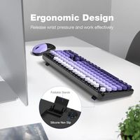OEM ODM Wireless Keyboard and Mouse Combo Black Purple Colorful 24G Typewriter Style Full Size Cute Keyboard Set