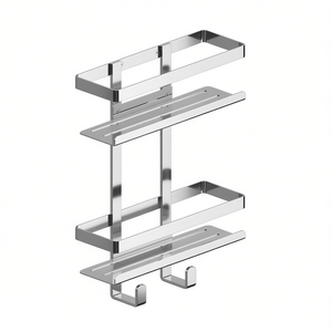 Étagère de rangement pour salle de bain, double panier de douche chromé, largeur 28,8 cm, hauteur 42,2 cm - Product Image 3