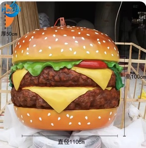Escultura Moderna Artística Pintada a Mano de Fibra de Vidrio con Forma de Hamburguesa, Set de la <span class=keywords><strong>Sagrada</strong></span> <span class=keywords><strong>Familia</strong></span> al por Mayor, Letrero de Escaparate de Tamaño Real - Product Image 4
