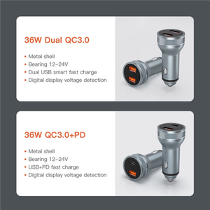 Cargador de Coche Metálico de 36W con Doble Puerto PD y Carga Rápida QC3.0 <span class=keywords><strong>para</strong></span> <span class=keywords><strong>iPhone</strong></span> <span class=keywords><strong>11</strong></span> 17 - Product Image 6