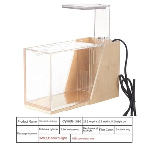 アクリル＆プラスチック製ミニ水槽、オフィスデスクトップ用、LEDタッチライト付き、家庭/オフィスのペットの魚用 - Product Image 2