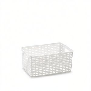 Panier de rangement en rotin blanc Cesta N2 6L 29 x 19,5 cm, style simple, empilable, rectangulaire, design fonctionnel en plastique - Product Image 3