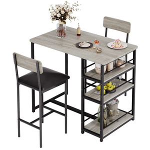 American-style light luxury home dining <b>table</b> set with iron and wood structure, including chairs, <b>bar</b> <b>table</b> and chair - Product Image 5
