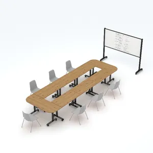 55W*24D Modern Folding Table Foldable Training Table Base Modular Flip Top Conference Table Frame For Office And School