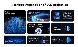 Proiettore <span class=keywords><strong>Video</strong></span> LCD FHD Android 11 750ANSI Proiettore Intelligente con Autofocus e Correzione Trapezoidale per Home Cinema e Teatro per <span class=keywords><strong>YouTube</strong></span> e Netflix - Product Image 4