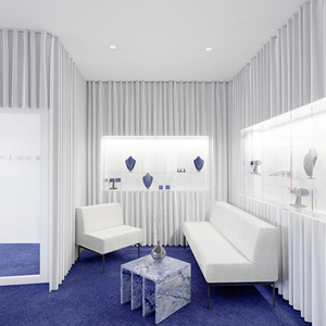 Custom Luxury Jewelry Boutique Furniture with Blue Marble Counter Wall Niche Display and Interior Design - Product Image 4