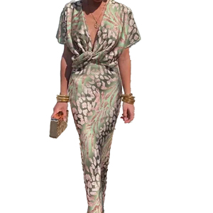 Vendita all'Ingrosso con Spedizione Rapida, Abito da <span class=keywords><strong>Donna</strong></span> Aderente con Stampa e Nodo in Vita, <span class=keywords><strong>Sexy</strong></span> Scollo a V, Outfit Trendy per Feste, Abiti Casual da <span class=keywords><strong>Donna</strong></span>, MOQ 1 - Product Image 1