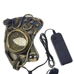 Halloween Day of the Dead LED mezza maschera Steampunk maschera carnevale maschera veneziana per adulti Costume Party