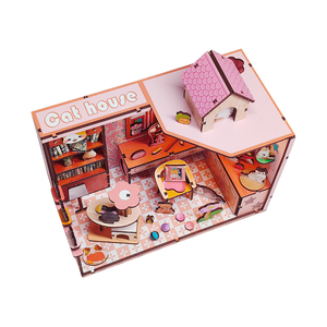 Y-TOP Kit Creativo Fai-da-Te Mini <span class=keywords><strong>Casa</strong></span> per Gatti in Legno con Puzzle 3D e Luce LED, 101-500 Pezzi per Adolescenti e Adulti - Product Image 2