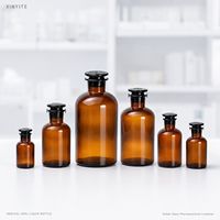 Flacon de Réactif en Verre Ambré avec Bouchon en Verre Meulé 30ml 60ml 100ml 125ml 150ml 200ml 250ml 300ml 500ml Petit Calibre Laboratoire