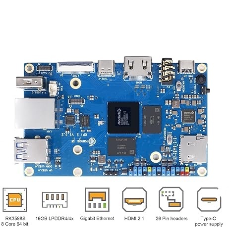 AIsmartlink Orange Pi 5 4GB LPDDR4/4X Rockchip RK3588S 8-Core 64 Bit Single Board Computer, Development Board Run Orange Pi