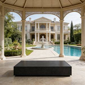 Elegante Mesa de <span class=keywords><strong>Centro</strong></span> Rectangular para Exteriores con Estructura Metálica con Recubrimiento en Polvo y Superficie Impermeable para Jardín, Terraza o Piscina - Product Image 1