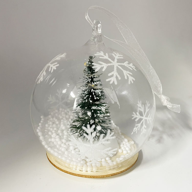 12 Palline Di Natale In Vetro Soffiato Trasparente, Misure 5, 6 E 8 Cm, Con Glitter E Finitura Satinata, Per Decorare L'albero E La Casa