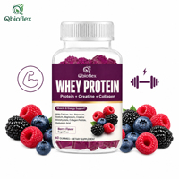 Gummies de protéines de lactosérum Qbioflex, directement de l'usine, supplément de protéines et de collagène pour le soutien musculaire avec du sodium et du magnésium
