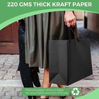 Sac cadeau en papier kraft noir mat avec logo personnalisé, sac de shopping de luxe pour la vente au détail