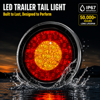Feu arrière LED rond de 6 pouces à 3 fonctions, étanche IP67, 12V, avec fonctions de frein, clignotant et feu de position, pour camping-car, bateau et remorque utilitaire