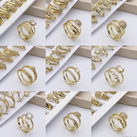 XUPING Lot mixte en gros de bagues assorties plaquées or 14 carats, ensembles de bagues de fiançailles et de mariage pour femmes, bijoux en or 14 carats