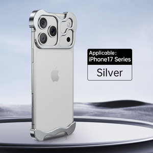 Custodia per telefono in lega di titanio irregolare con paraurti in metallo per <span class=keywords><strong>iPhone</strong></span> 17 16 15 14 13 12 Pro, protezioni angolari e pellicola protettiva per obiettivo - Product Image 1