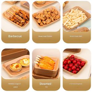 Custom Serving Biodegradable <b>Bamboo</b> Wooden <b>Disposable</b> Kraft Paper Snack Dry Fruit Food Sushi <b>Plates</b> Dishes Trays Set - Product Image 4