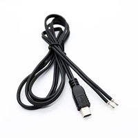 Cable USB 2.0 Mini de 1.5M Personalizado, Negro, Conector Tipo B de 5 Pines para Cámara, Mini B Macho a Extremo Abierto