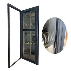 Porte pivotante double verre en aluminium intégré, stores ajourés, pour bureau, 2 pièces - Product Image 1