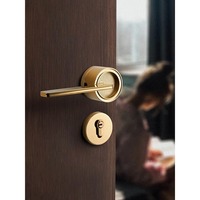 Poignée de porte en alliage de zinc au design boisé de style nordique moderne, avec serrure magnétique silencieuse, quincaillerie intérieure pour chambre à coucher